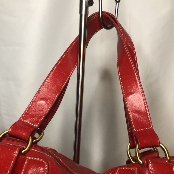 BO BO BAGS red patent genuine leather handbag. - Picture 4 of 16